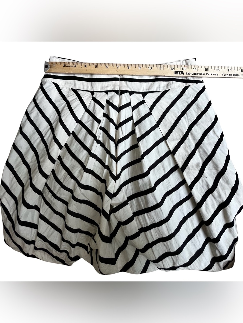 Eva Franco Black White Striped Bubble Tulip Skirt Size 2 - Picture 4 of 6